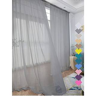 Vindue gr? rene gardiner 63 tommer lange 2 paneler Sheer Curtain Basic Rod Pocket Panel til sovev?relse B?rn Stue Yard Kitchen