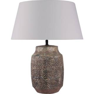 Bordlampe Aelith Lindby, Aluminium/grå/zink, Stue/spisestue, Tekstil/stof/silke, Herregårds/rustik