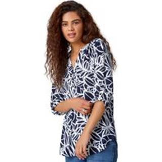 Roman Textured Blomster Tryk Stræk Bluse40