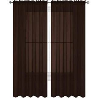 Jasmine linned 2 stykke ren luksusgardinpanel s?t til k?kkenbedroombackdrop 84 tommer lang (brun)