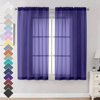 Ovzme lilla rene gardiner 63 tommer l?ngde 2 paneler indstillet til bondeg?rd/k?kkenrum elegant lysfiltrering voile vindue behandlinger hver er 4