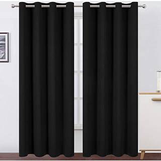 Lemomo sort termisk m?rkl?gningsgardiner/52 x 95 tommer/s?t med 2 paneler v?relse m?rkere gardiner til sovev?relse