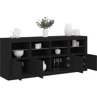 skænk med LED-lys 163x37x67 cm sort
