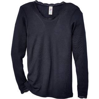 Engel Women's Shirt L/S mit Spitze Merino undertøj Damer størrelse 34/36 farve sort