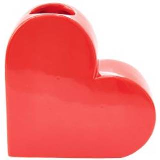 Keramik Vase Herz groß 16x6x16cm - Rot