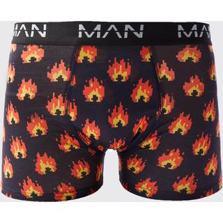 Mens Black Pixel Flame Print Boxers
