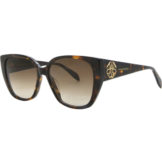 Alexander McQueen Kvinde AM0284S 003 Solbriller Acetat Havana Brun Sommerfugl Normal Skygge