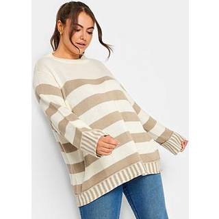 Yours Curve Yours Curve Natural Mixed Stripe Grow On Neck Jumper