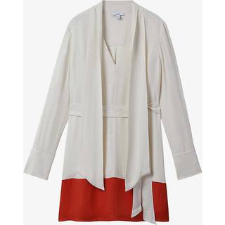 Reiss Reiss Cream/Red Marta Tie Neck Shift Dress