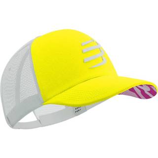 Compressport Trucker Cap - One Size, Åndbar Mesh, Unisex, Hvid/Gul Snapback