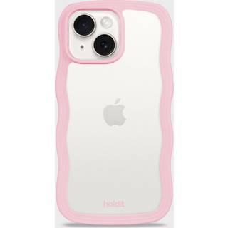 Holdit iPhone 15 / 14 / 13 Wavy Cover - Pink / Transparent