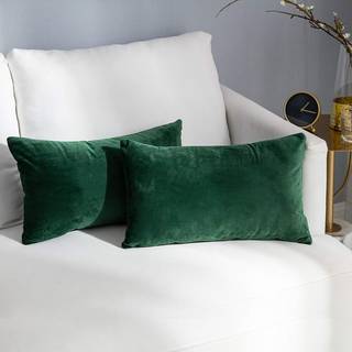 Stellhome -pakke med 2 kastpudebetr?k rektangel Super Soft Solid Velvet Pillowcase til Sabsofa Sofa Bench 12 x 20 tommer (30 x 50 cm) Oliven