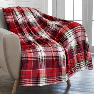 Pavilia julekast t?ppe | Holiday Christmas Red Fleece T?ppe | Bl?d plys varm vinterhytte kast 50x60 (r?d gr?n plaid)