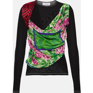 Marine Serre Silk Scarves draped jersey top - multicoloured - S