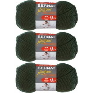 Bernat Softee Chunky Dark Green Yarn - 3 Pack 100G/3,5 oz - Akryl - 6 Super volumin?s - 108 yards - Strik/h?kling