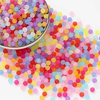 Tobeit 1600pcs Frostede perler Akrylfarve perle Matteperler Løs rundt perle til smykkerfremstilling (6 mm)