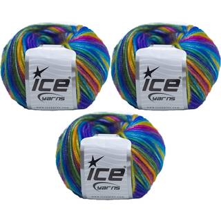ICE Garn Picasso (3 Pack) Lys skinnende garnstrikningsgarn H?klet garn til DIY -h?ndstrikning 44% akryl 56% polyester (3x1,76 oz) (3x125 yds) (Ra