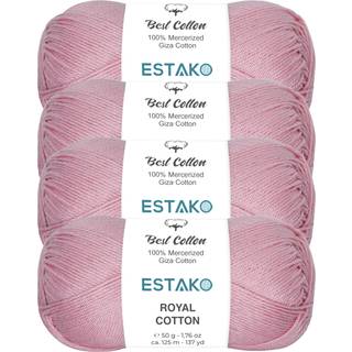Estako Royal Cotton (4 Skeins Pack) 100% merceriseret giza bomuldsgarn blød super fino til hækling og strikning (4 x 1,76 oz) / (4 x 137 år) (509