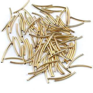 AUEAR 100 PACK PLATED METAL LANG buet Noodle Tube Spacer perler 3x50mm til DIY armbånd halskæde smykkerfremstilling (guld)
