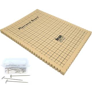Beadsmith MacRame Combo - Bead Board 10 x 14 tommer - Boks med 40 T -Pins 1,75 tommer - Bracelet Project & Instructions Inkluderet - Ideel til at