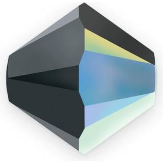 100 stk autentisk preciosa 3mm (0,12 tommer) lille facetteret bicone krystal løs perler jet sort ab kompatibel med swarovski 5301/5328 til DIY-sm