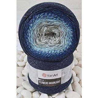 Yarnart Flowers Moonlight Glitter Cotton Yarn Soft Rainbow Crochet Metallic Lurex Handknit Shiny Silvery Cake Multicolor Cotton 1 Skein Weight 9.