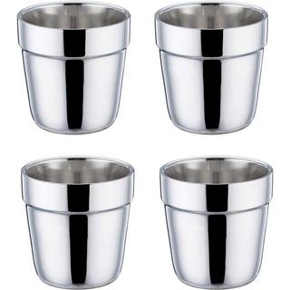 TeamFar Coffee Cup espresso Cup krus s?t af 4 dobbeltv?g rustfrit st?l te kopper genanvendelig og stabelbar spejl finish & opvaskemaskine sikker