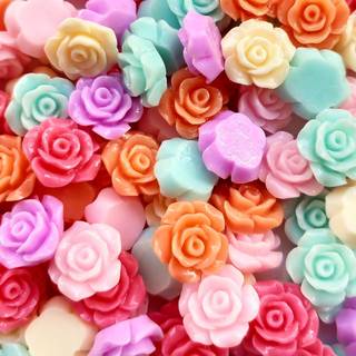 Chenkou h?ndv?rk Tilf?ldig 100 stk. Assorteret af farve 12 mm (1/2 """") Rose Flower Resin Flat Backbacks Loose Beads Kid's Bow Diy Craft (12mm (1/