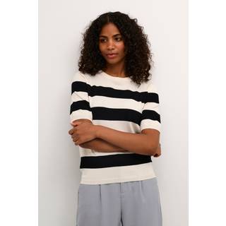 KAFFE Lizza Stribet Strik Sort Creme-XL