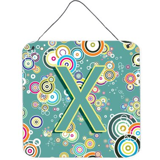 """" Caroline's Treasures Letter X Circle Teal initial med alfabetvæg eller dør hængende prints 6 x 6 """" """" """"