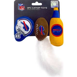 Bedste Plush Cat Toy - NFL Buffalo Bills komplet sæt med 3 stykker kat legetøj fyldt med frisk catnip. Inkluderer: 1 hjelmkatlegetøj 1 fodboldkat