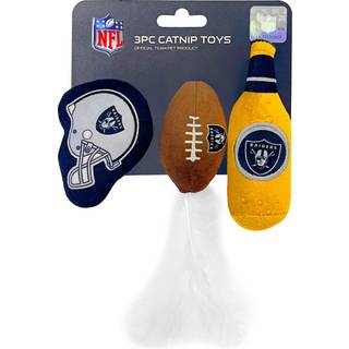 Bedste Plush Cat Toy - NFL LAS VEGAS RAIDERS Komplet sæt med 3 stykker kat legetøj fyldt med frisk catnip. Inkluderer: 1 hjelmkatlegetøj 1 fodbol