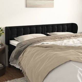 sengegavl med kanter 203x23x78/88 cm fløjl sort