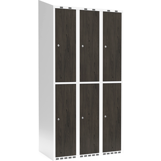 Garderobeskab 3x300 mm Skråt tag 2-delt søjle Laminat dør Nocturne wood Cylinderlås