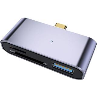NÖRDIC USB-C Kortlæser 2 Slot SD og MicroSD UHS-I + USB-A 3.1