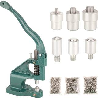 QWORK - H?ndpress Heavy Duty Eyelet Grommet Machine Punch Tool Kit med 3 matriser og 1500 pcs Silver Grommets