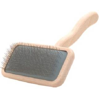 Chris Christensen Mark III Slicker Brush Groom som en professionel rustfrit stål stifter letvægt bøg træ kropsjord og poleret tip medium