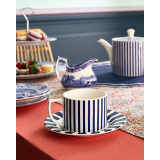 Spode Steccato temug 29 cl og underkop Ø15,5 cm Blå-hvid