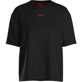 HUGO shuffle t-shirt i sort med rødt logo til kvinder.