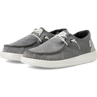 HeyDude Kid's Wendy Metallic Sparkle Sneaker Børn størrelse 36 farve grå
