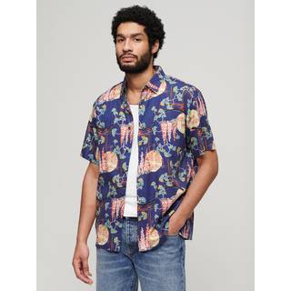 Superdry Short Sleeved Hawaiian Shirt Blue