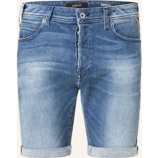Replay Denim Shorts Mid Wash Blue