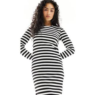 Pieces - Pcfiline Ls O-Neck Midi Dress Kac - 4575844 Black Bright White
