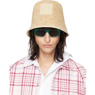 Jacquemus Le Bob Soli logo raffia bucket hat - white - XL