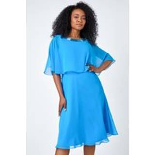 Roman Petite Sequin Trim Chiffon Cape Dress40