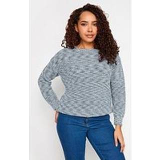 M & Co M & Co Blue & Cream Twisted Yarn Crew Neck Jumper