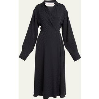 Valentino Monogram silk midi dress - black - XXXS