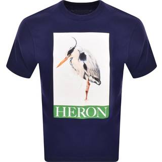 Heron Preston Bird Painted Logo T Shirt Navy