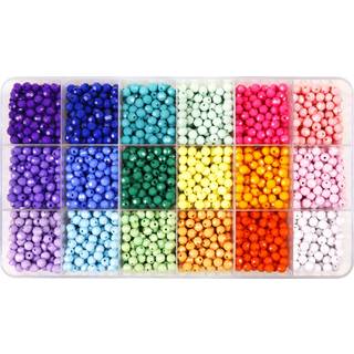 Makersland 2600+pcs Facetterede perler Kit 18 Farve Regnbue Uigennemsigtige plastperler Flerfarvet L?s afstand Ponyperler Bulk Elastisk streng ti