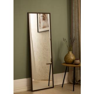 Aflangt Spejl Med Smal Røget Egetræsramme Med Træramme - 42.5 x 122.5 Cm - Incado